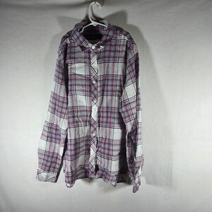 North River Outfitters Womens Size XL Plaid Button Down Shirt White Red Grey New